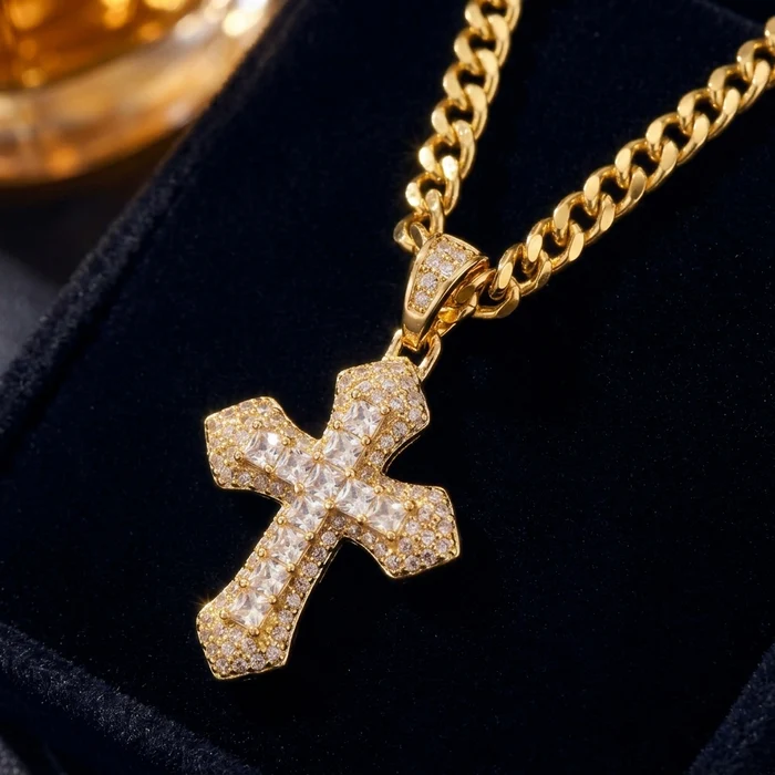 Chunky Cuban Cross Necklace