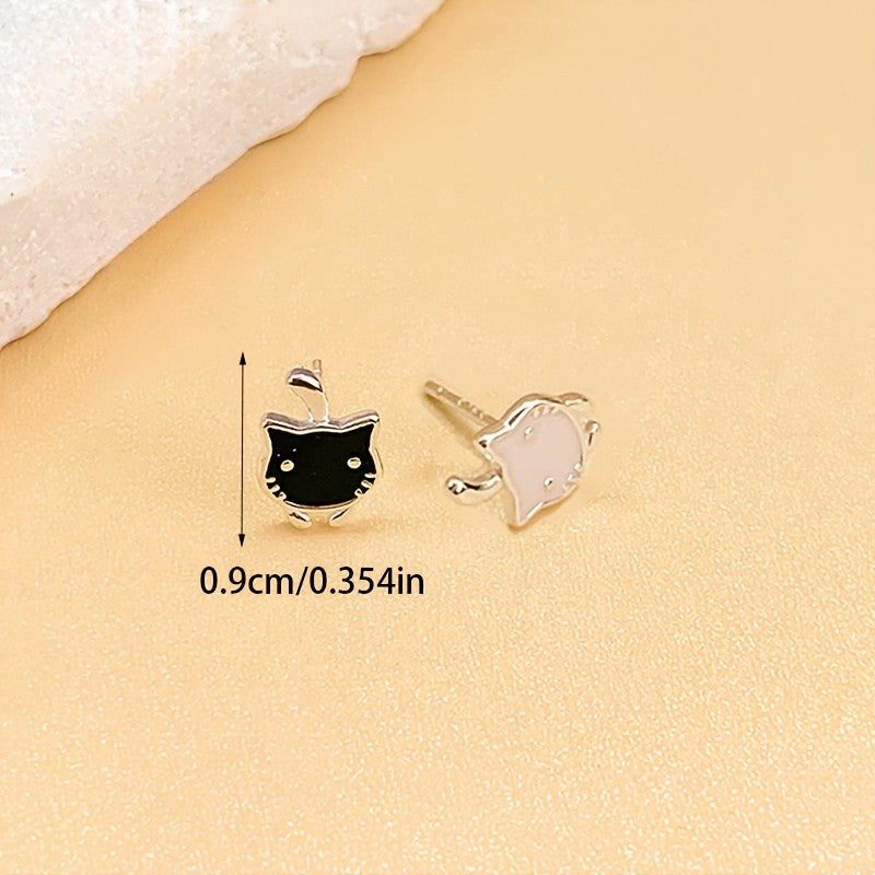 Black Cat Stud Earrings