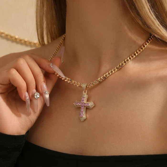 Chunky Cuban Cross Necklace