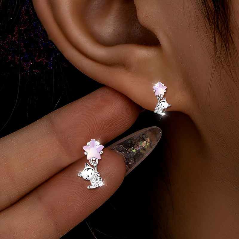 Star Cat Drop Earrings