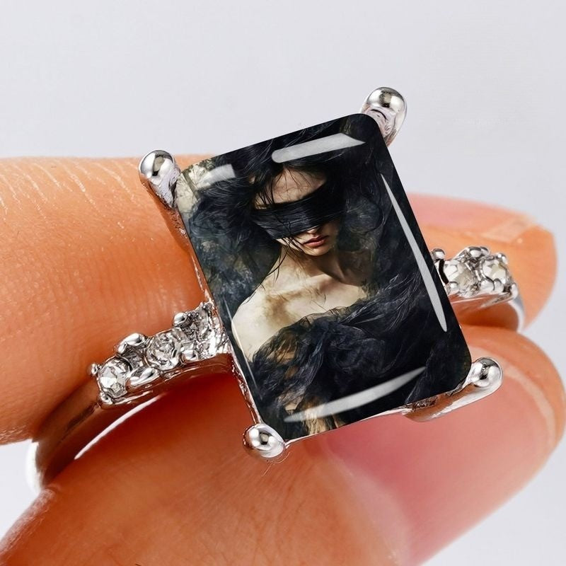 Blindfolded Woman Rectangular Ring