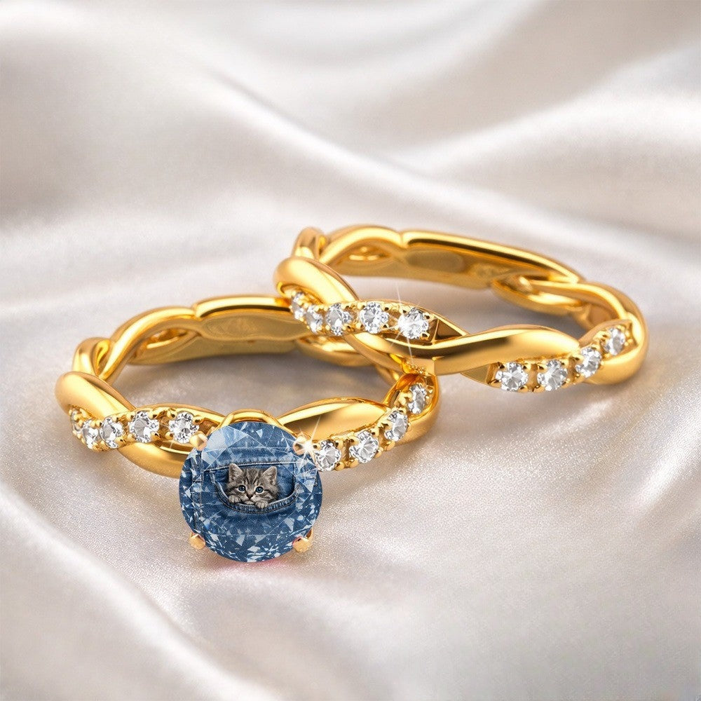 Twisted Crystal Kitten Ring