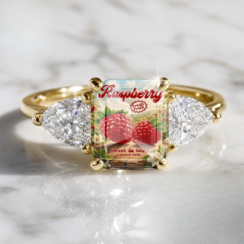 Raspberry Square Statement Ring