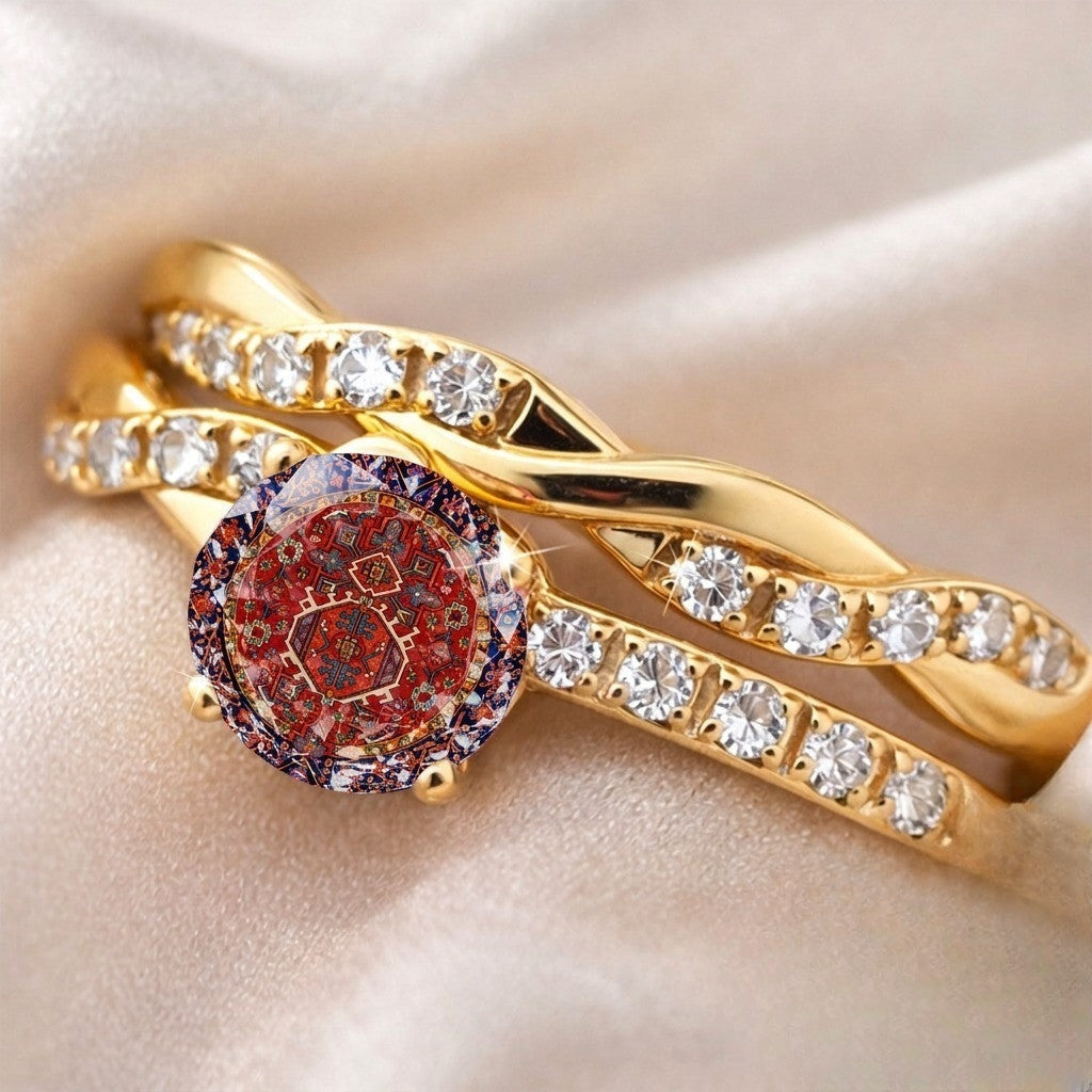 Red Mosaic Twist Ring