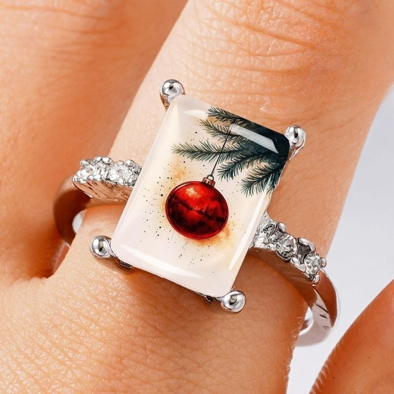 Christmas Ornament Rectangular Ring