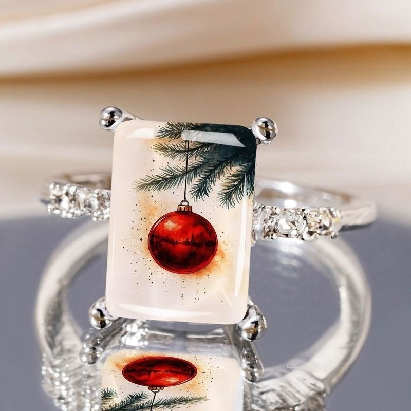 Christmas Ornament Rectangular Ring