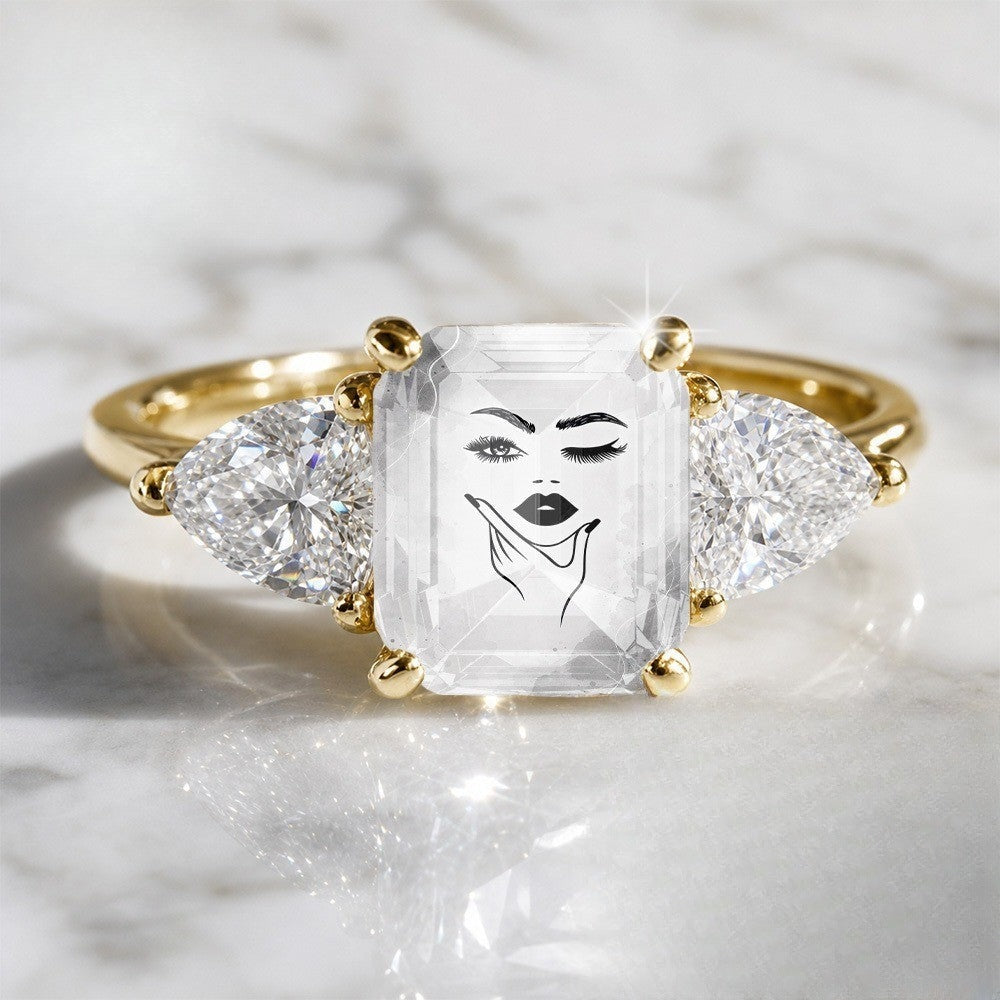 Face Art Rectangular Stone Ring