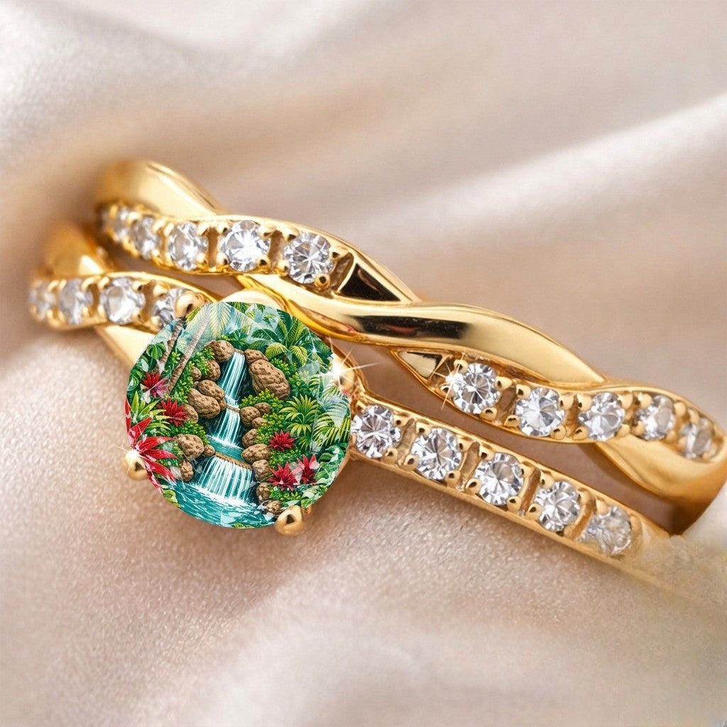 Tropical Waterfall Twisted Ring