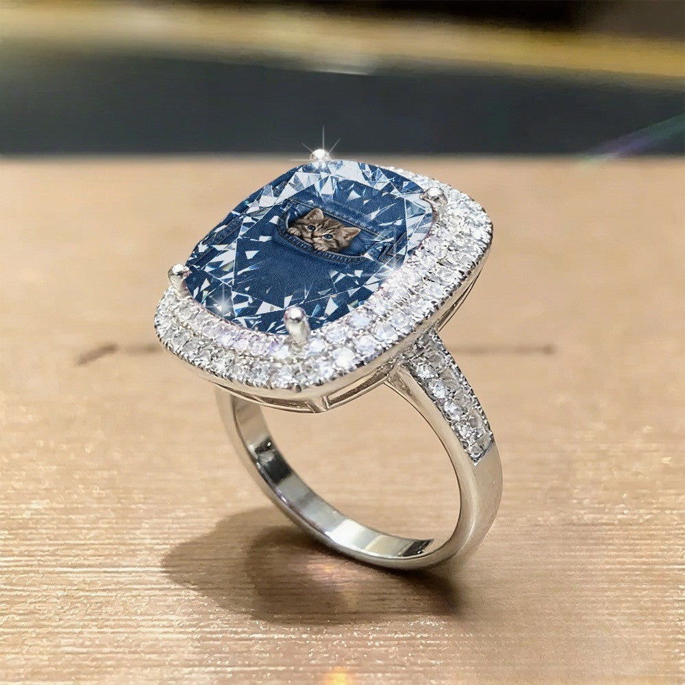 Kitten Denim Pocket Ring