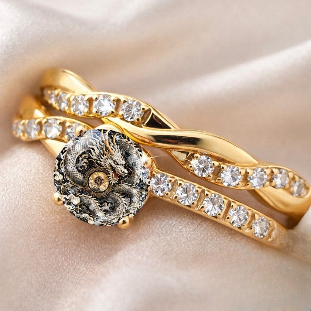 Dragon & Crystal Twisted Ring
