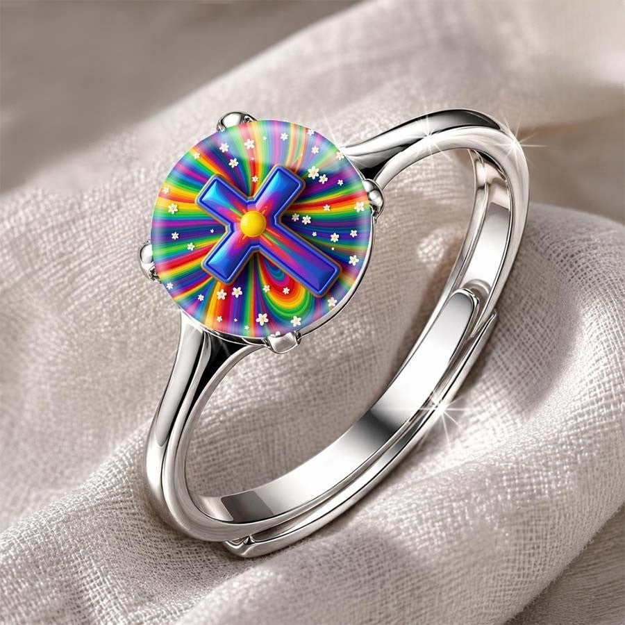 Rainbow X Statement Ring