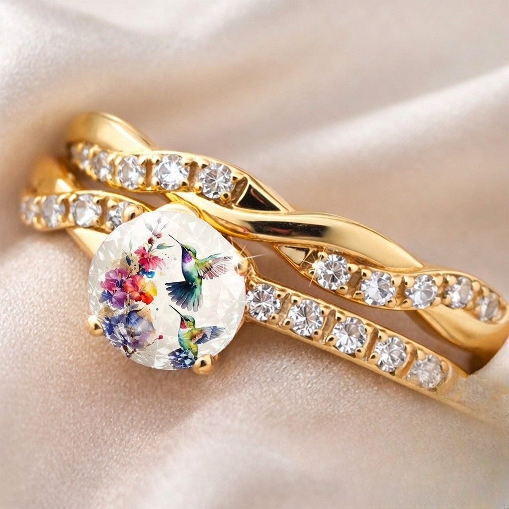 Hummingbird Floral Twisted Ring