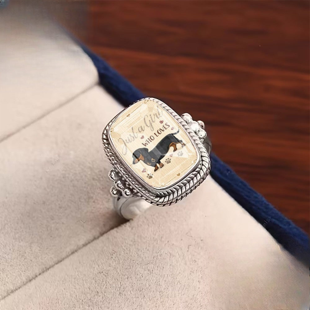 Dachshund Woven Square Ring