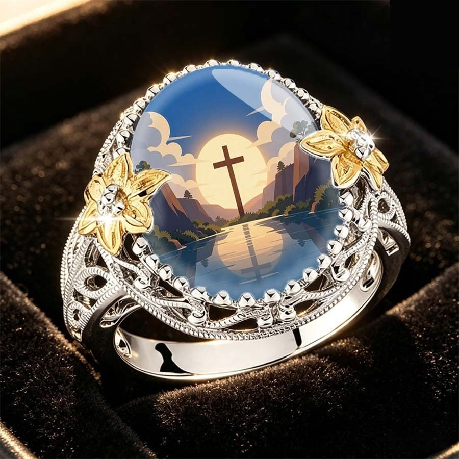 Sunset Cross Landscape Ring