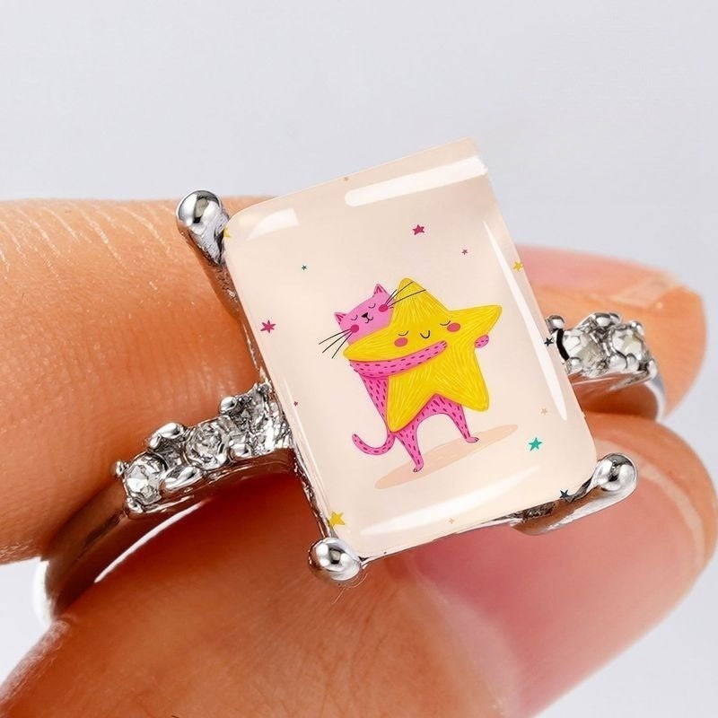 Cat Hugging Star Ring