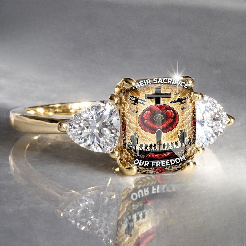 Memorial Poppy & Cross Ring