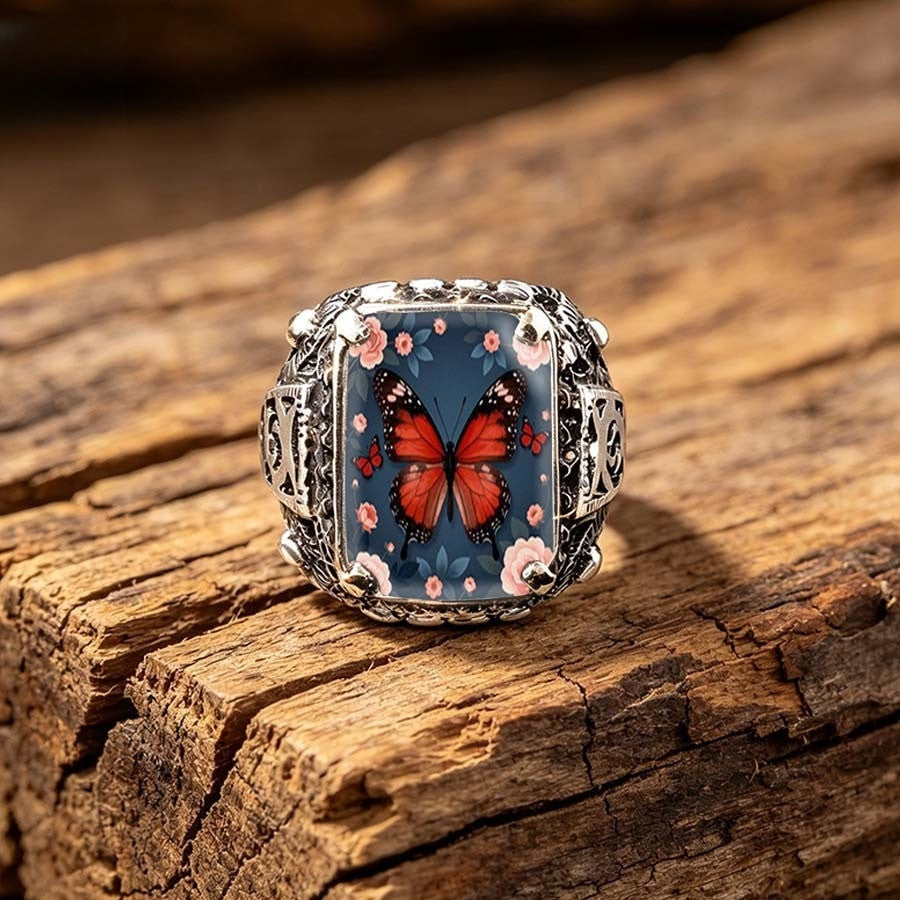 Butterfly Square Statement Ring