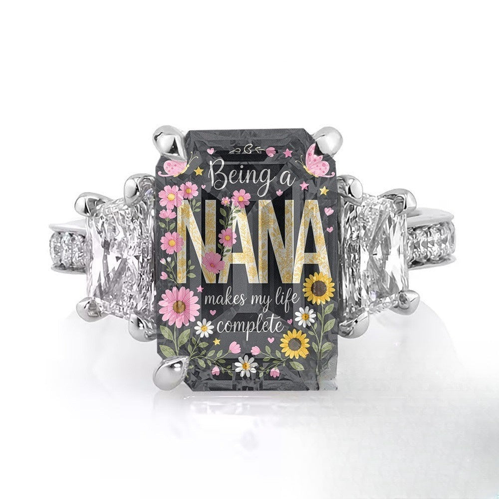 Her Nana Floral Square Ring