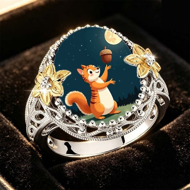 Squirrel & Acorn Statement Ring