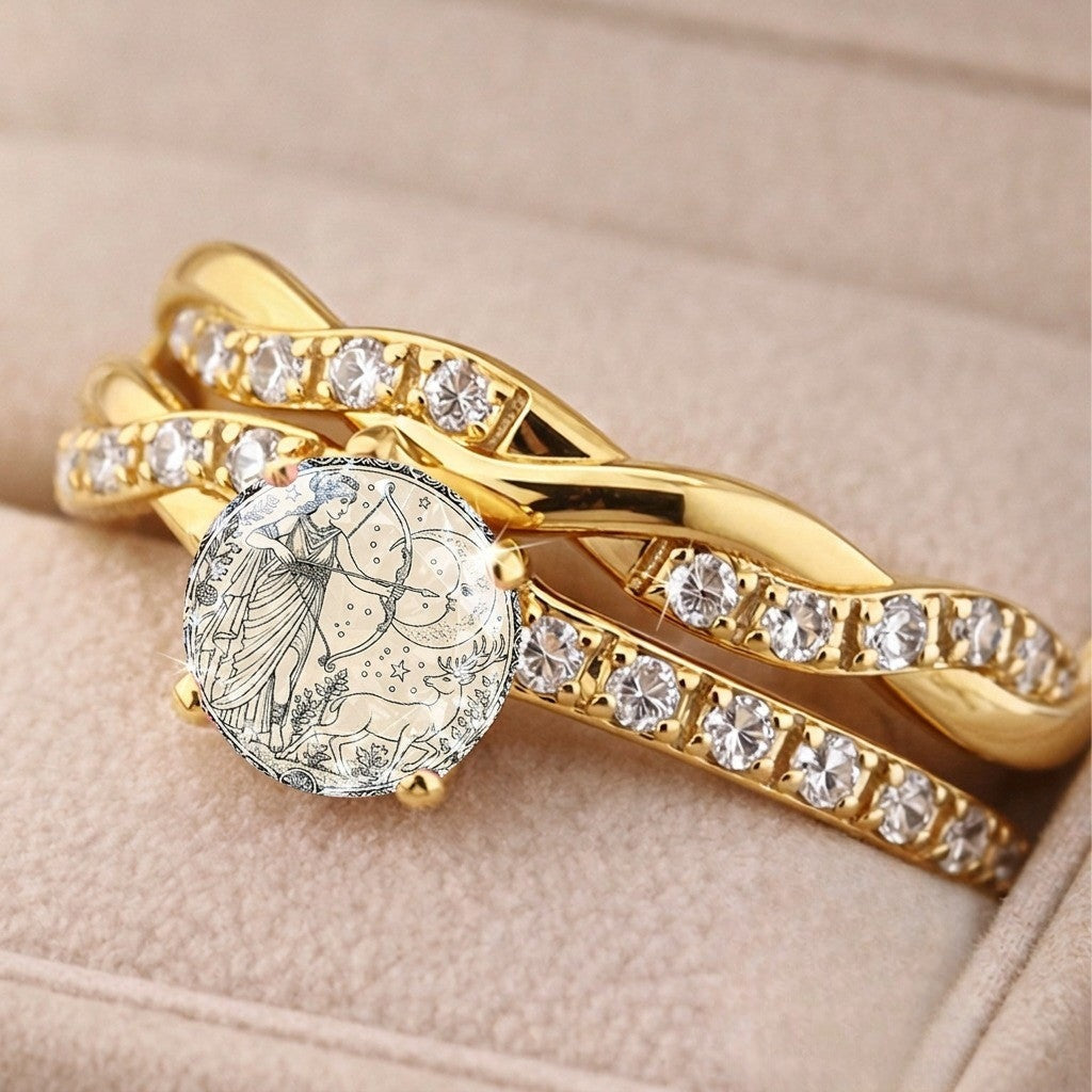 Goddess & Deer Coin Ring