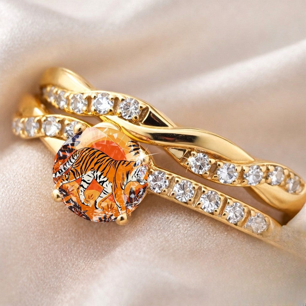 Tiger Crystal Twisted Ring
