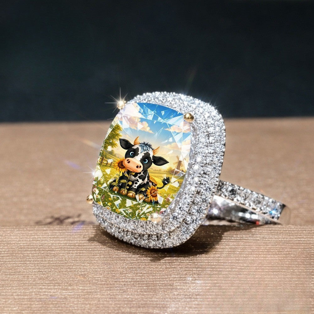 Pastoral Cow Square Ring