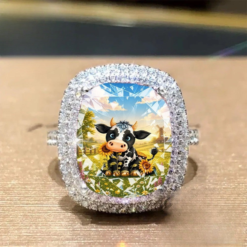 Pastoral Cow Square Ring