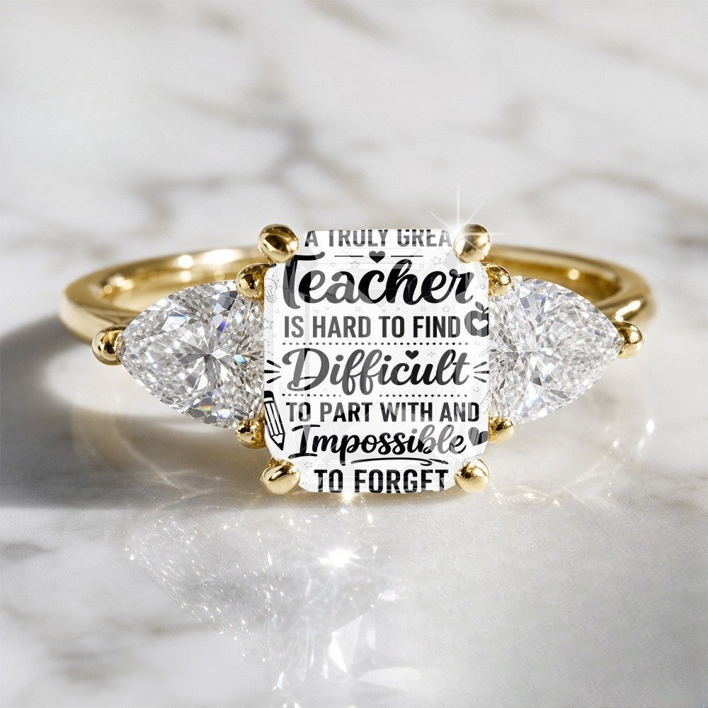 Teacher Quote Three-Stone Ring