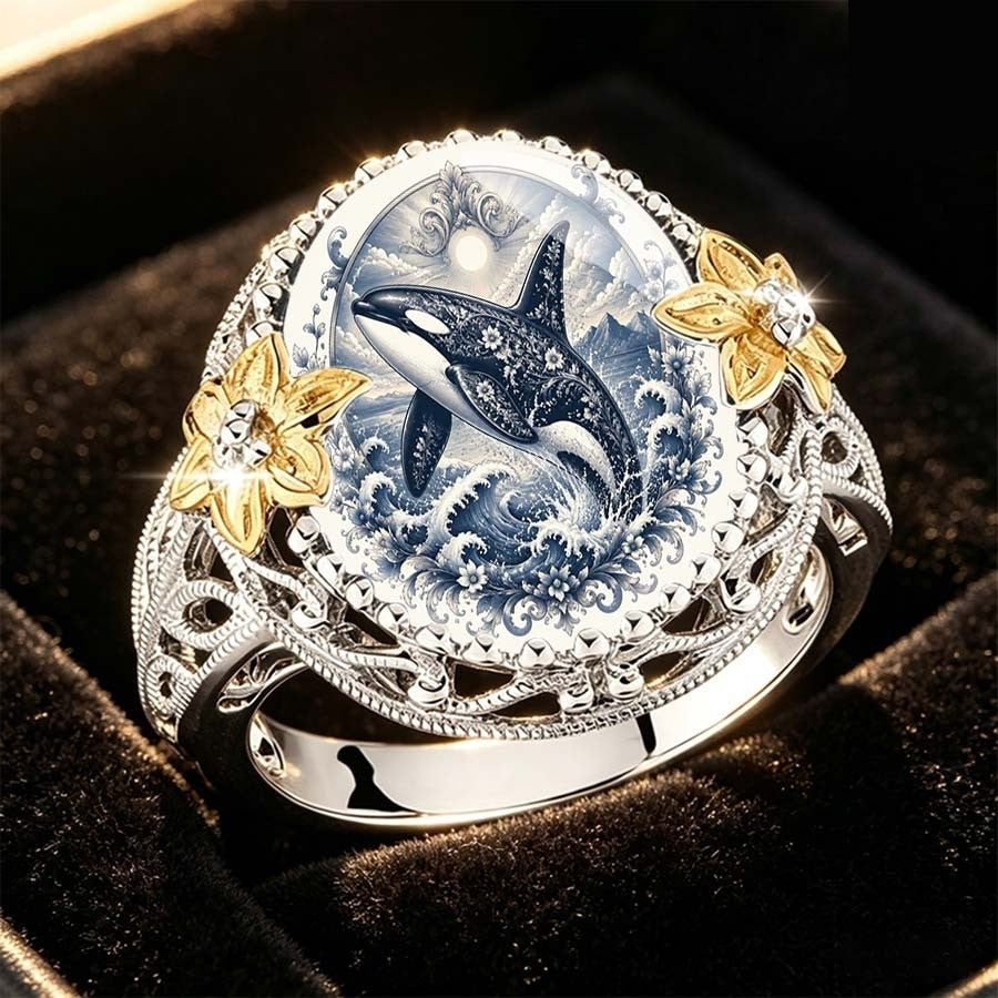 Orca Wave Statement Ring