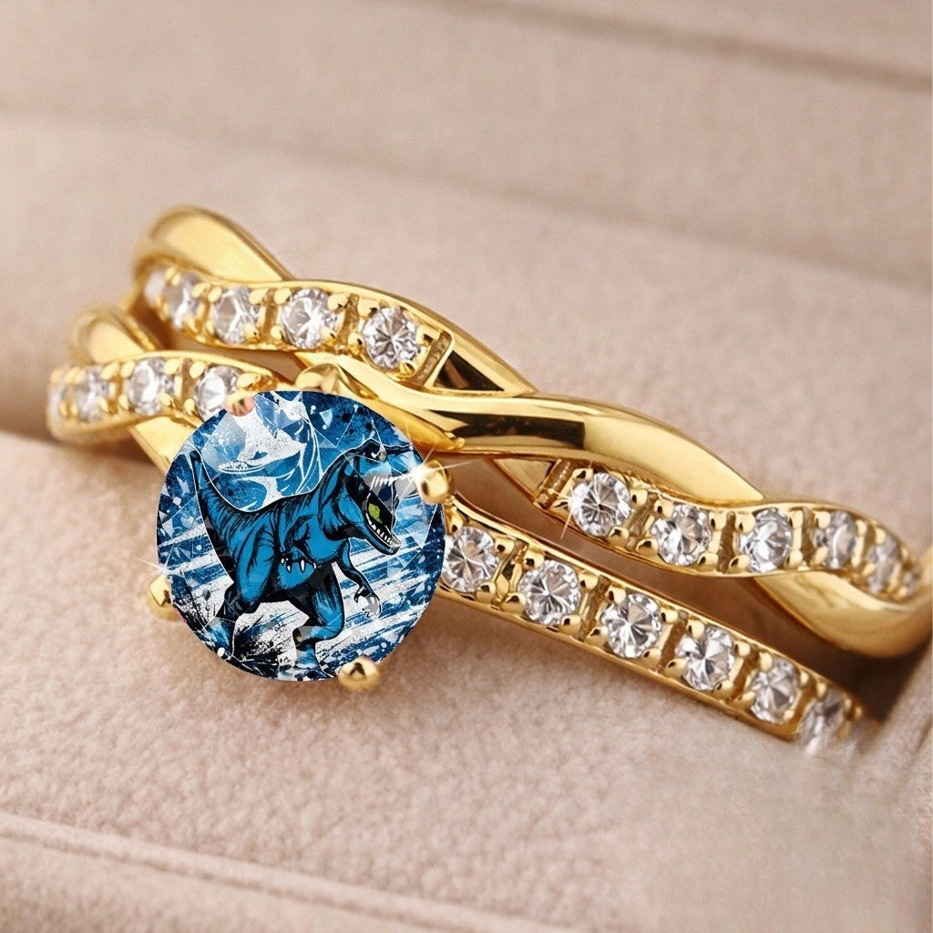 Blue Dinosaur Statement Ring