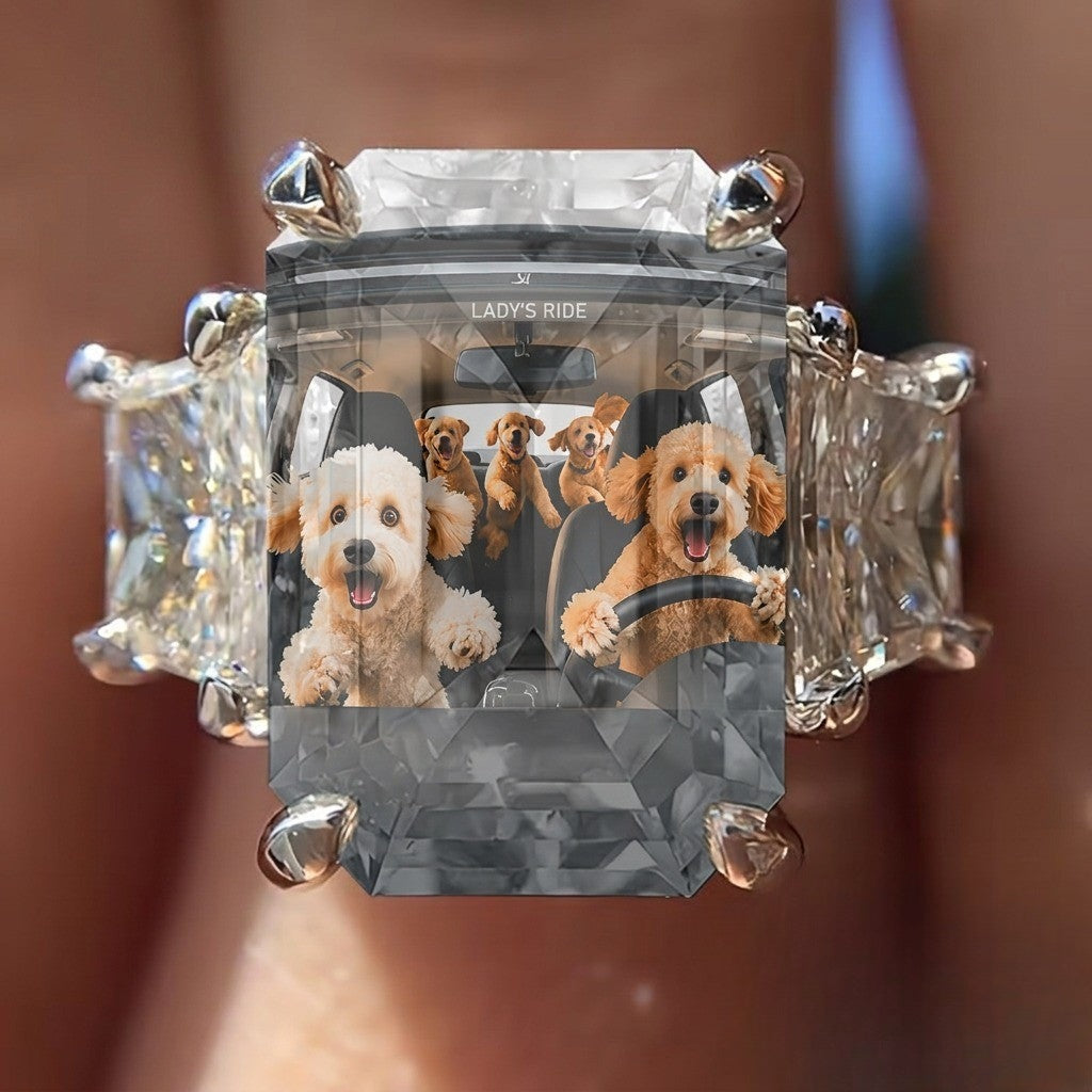 Square Dog Car Photo Ring