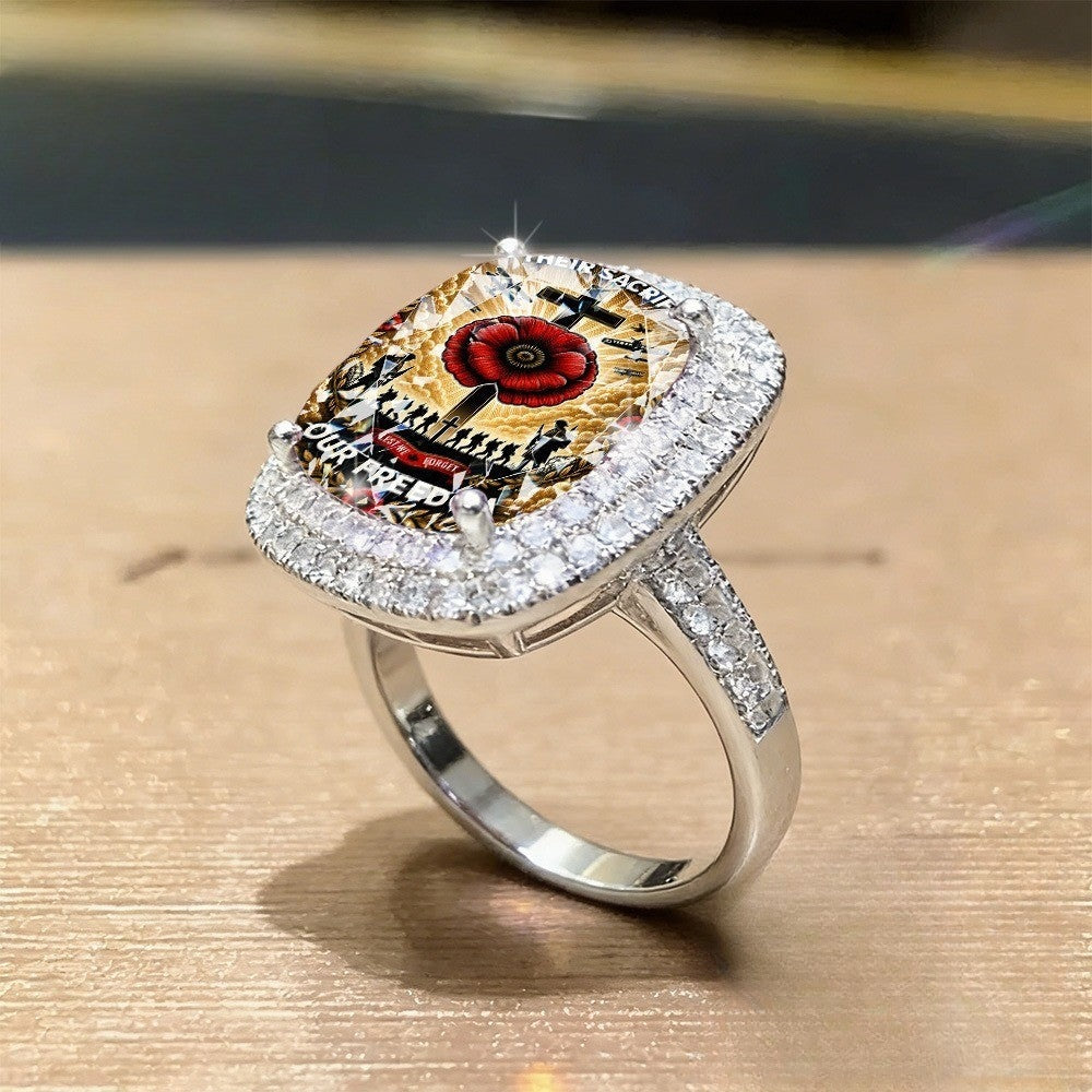 Remembrance Poppy Statement Ring