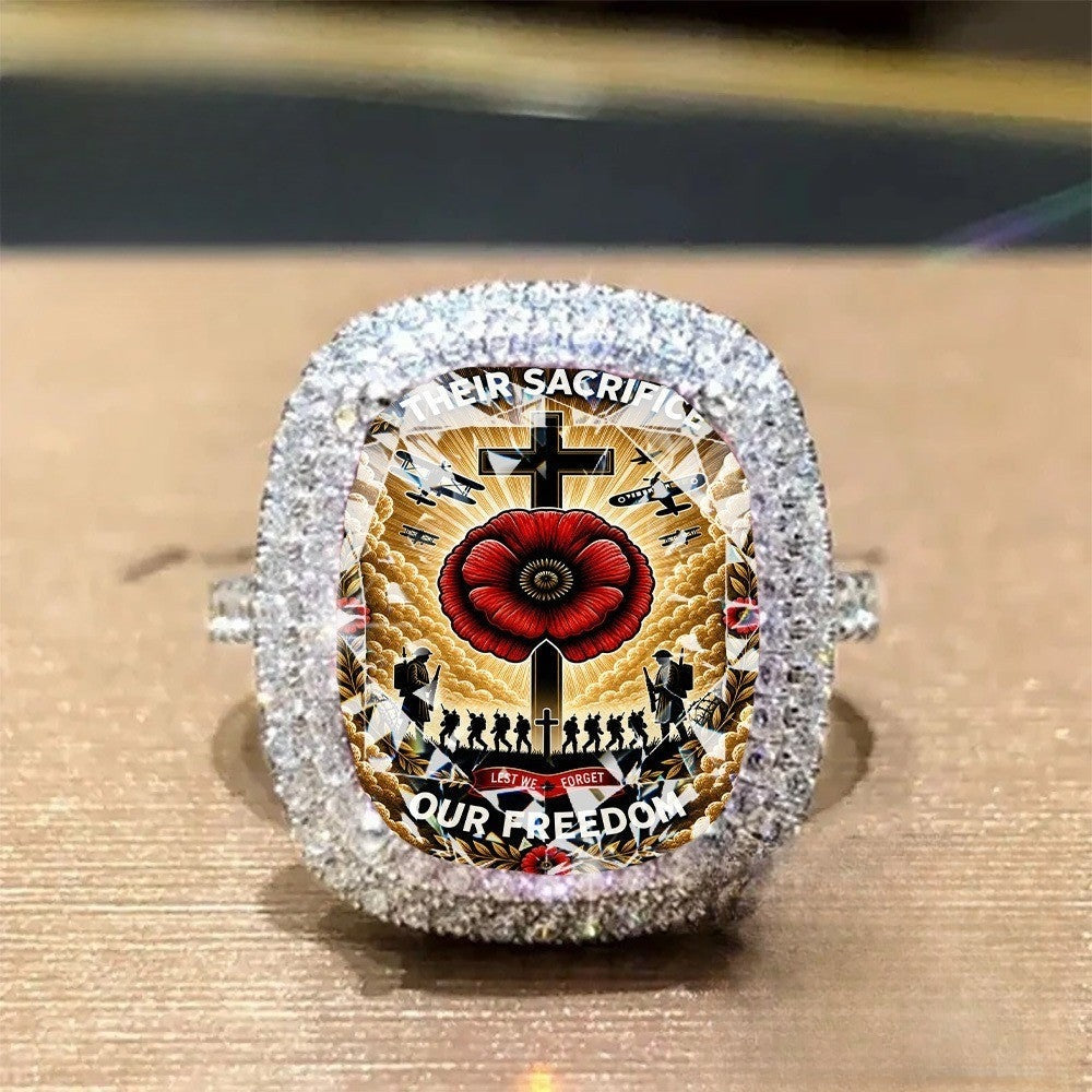 Remembrance Poppy Statement Ring