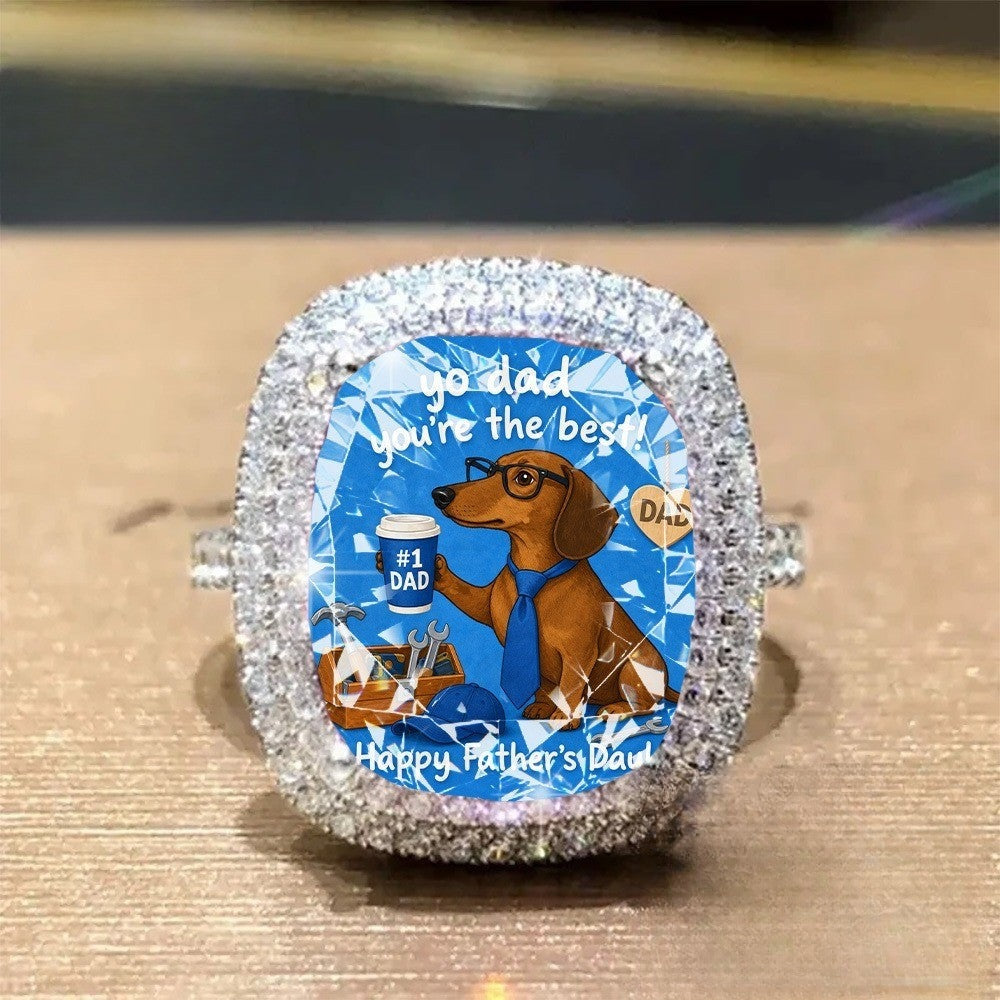 Dachshund Dad Square Ring