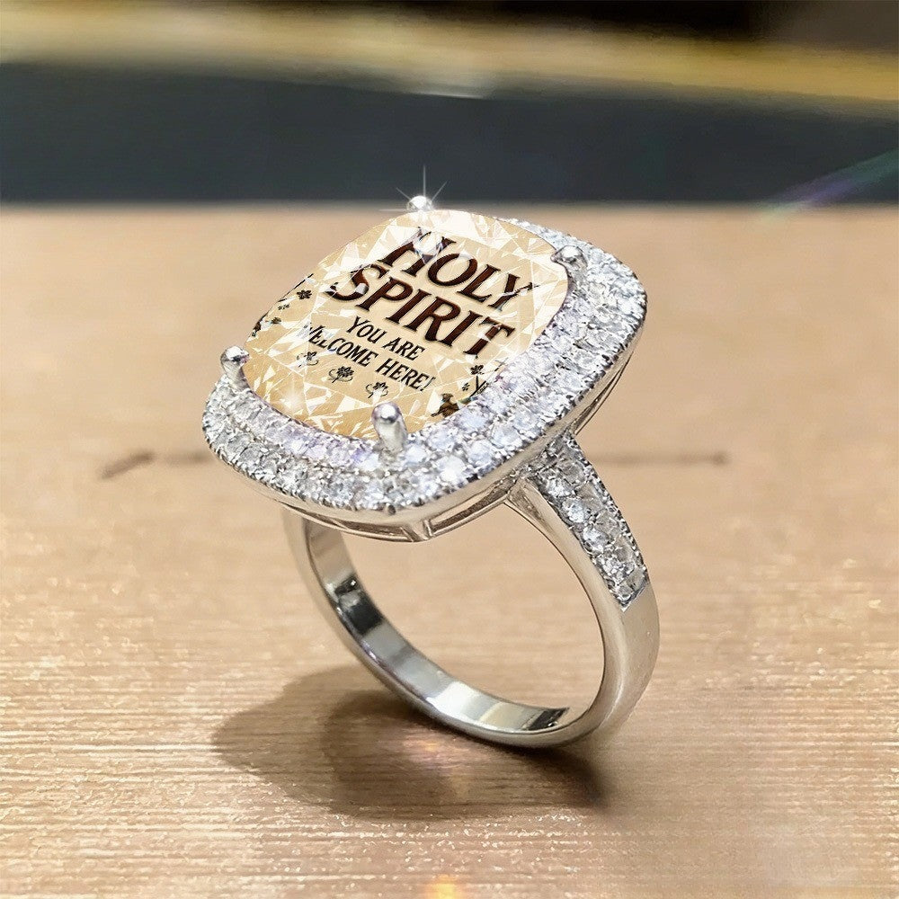 Holy Spirit Square Statement Ring