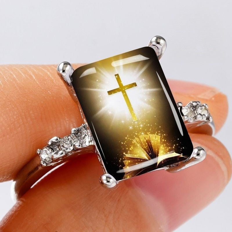 Cross & Bible Rectangular Ring