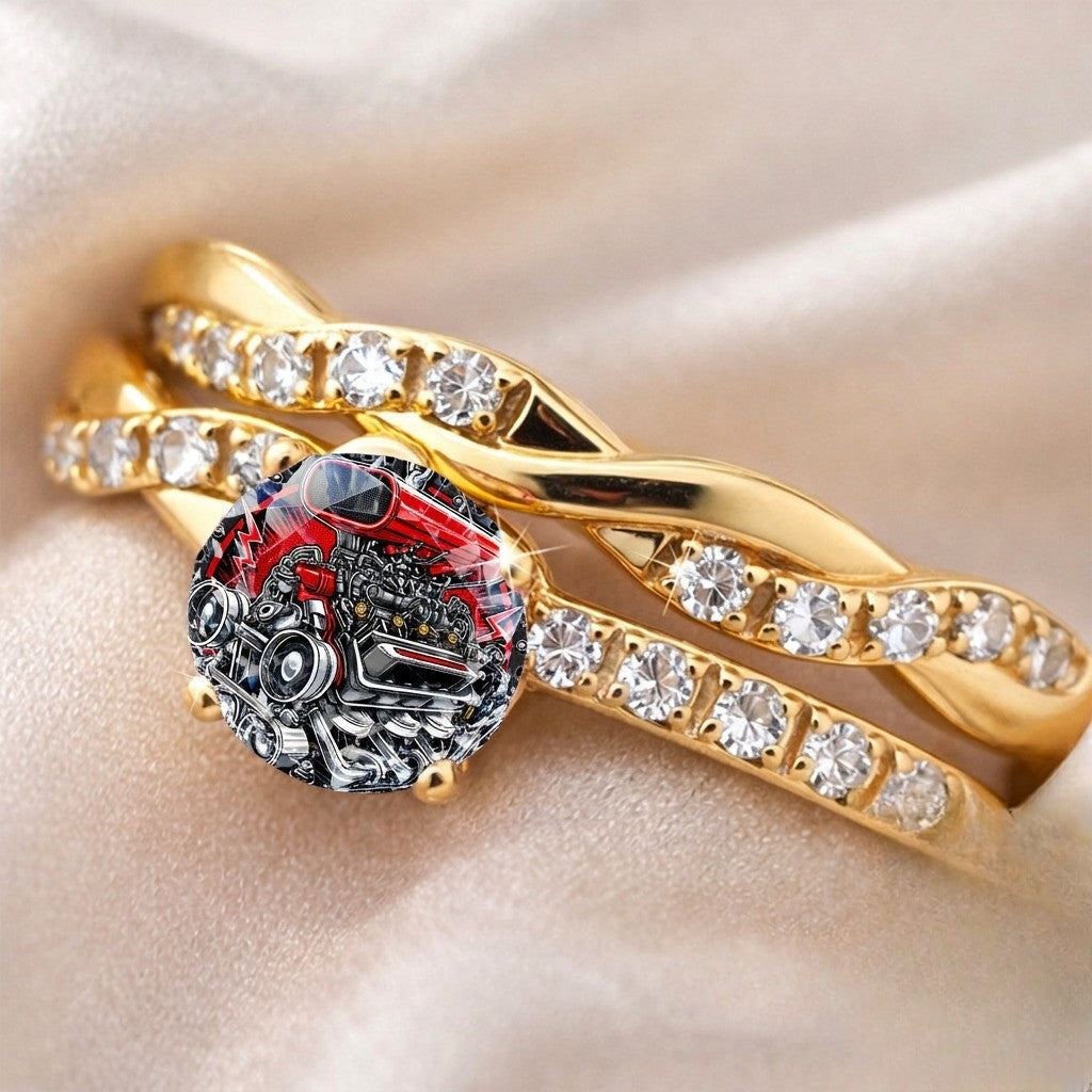 Red Engine Twisted Ring