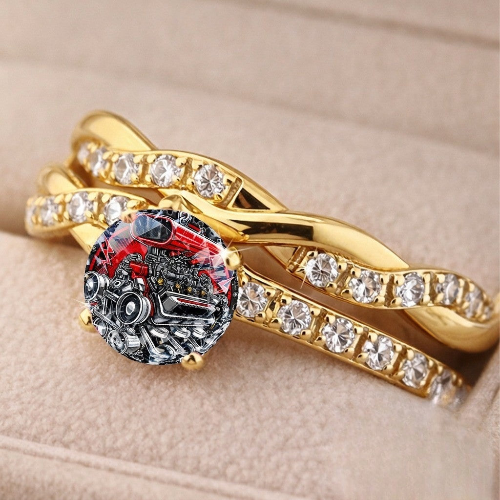 Red Engine Twisted Ring
