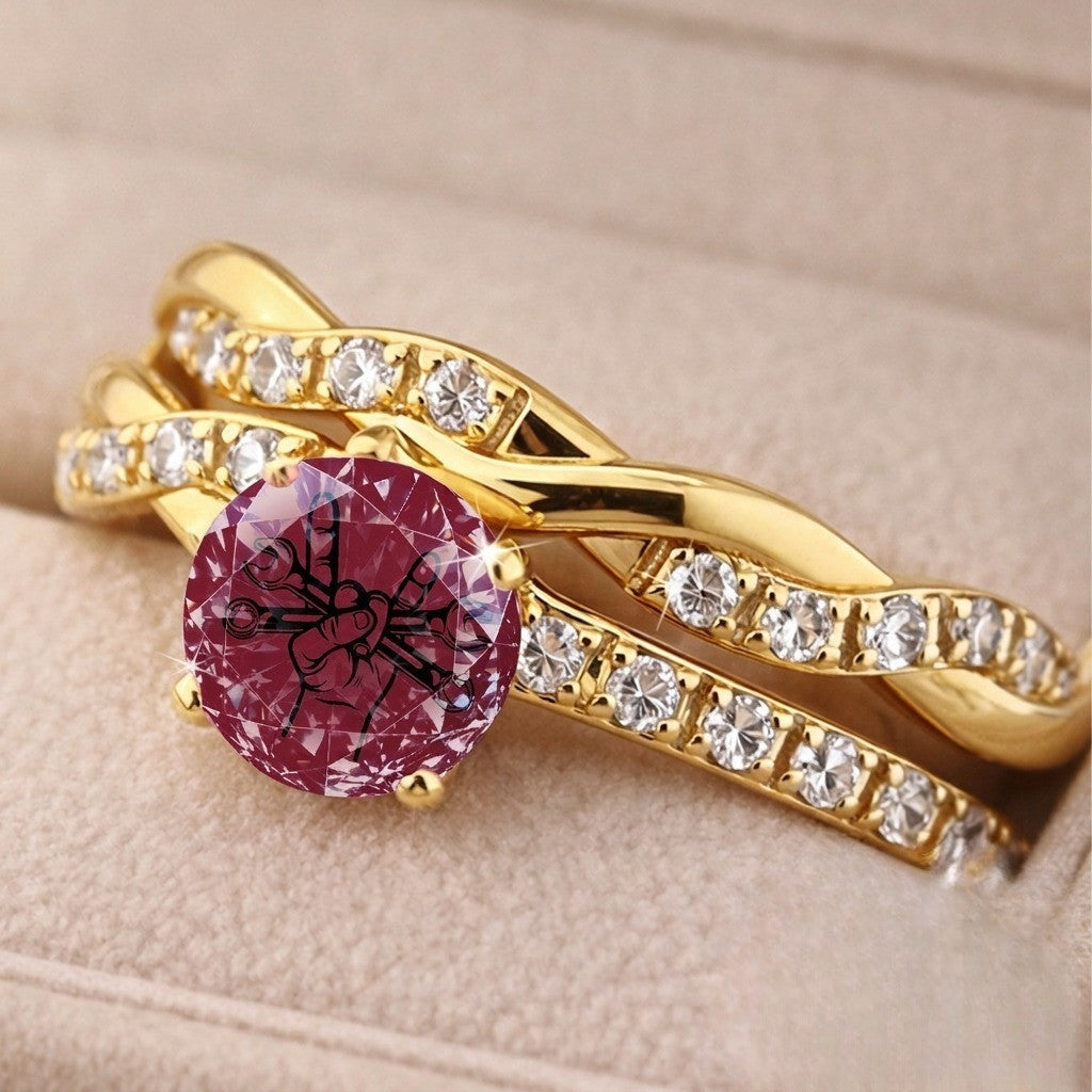 Burgundy Dragonfly Twisted Ring