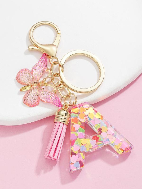 Letter and Butterfly Keychain