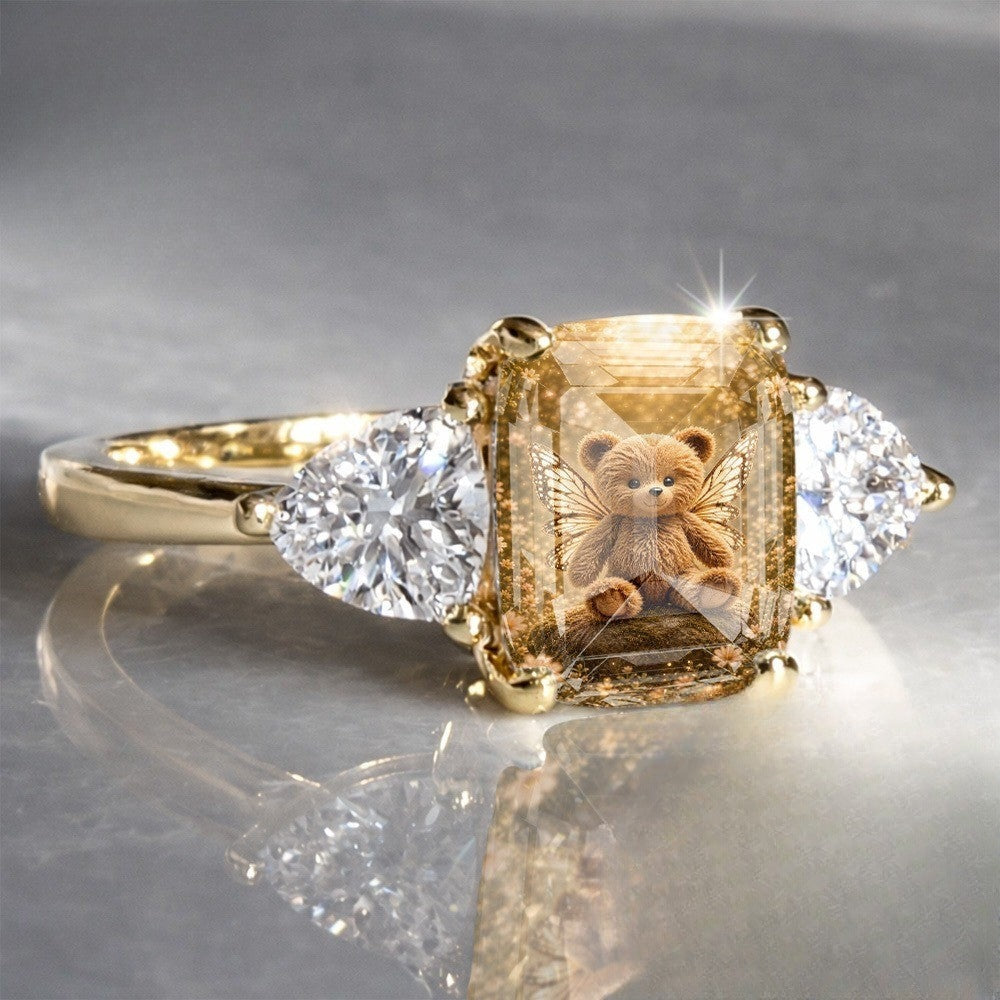 Winged Bear Rectangle Ring