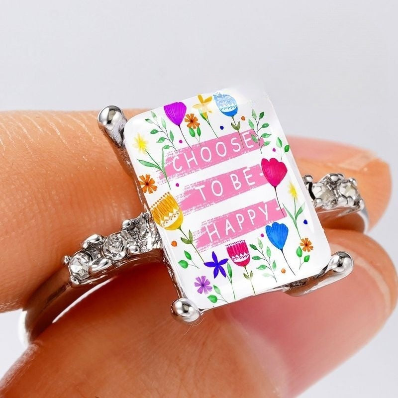 Choose To Be Happy Floral Ring
