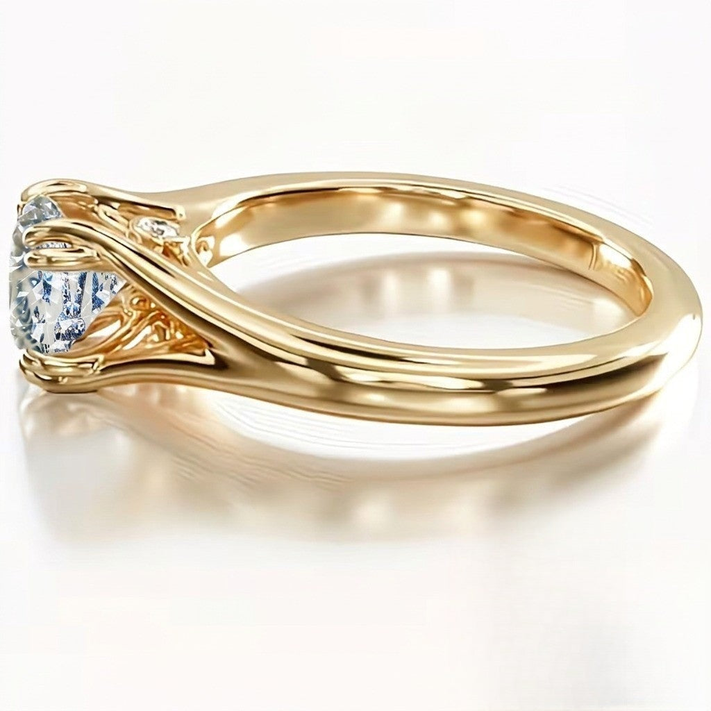 Blue Floral Peace Sign Ring