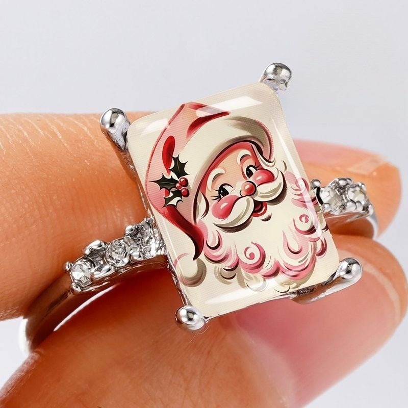 Santa Portrait Rectangle Ring