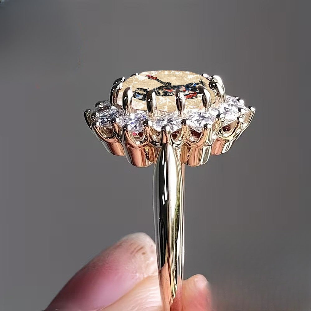 Dog Guitar Crystal Statement Ring