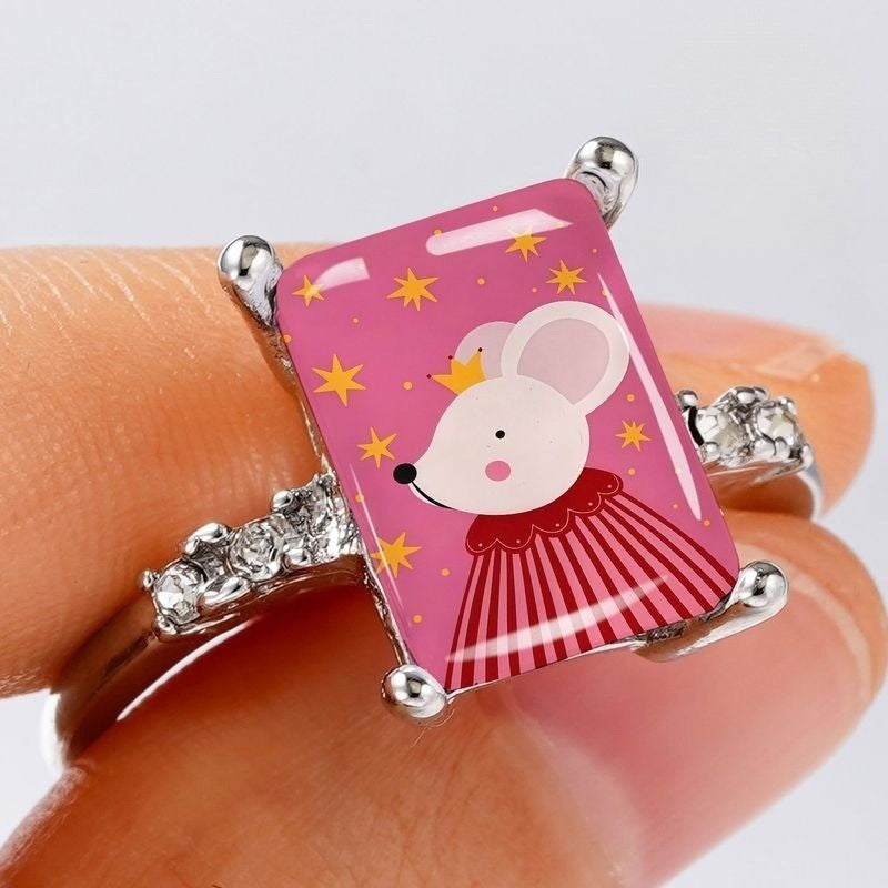 Pink Mouse Rectangle Ring