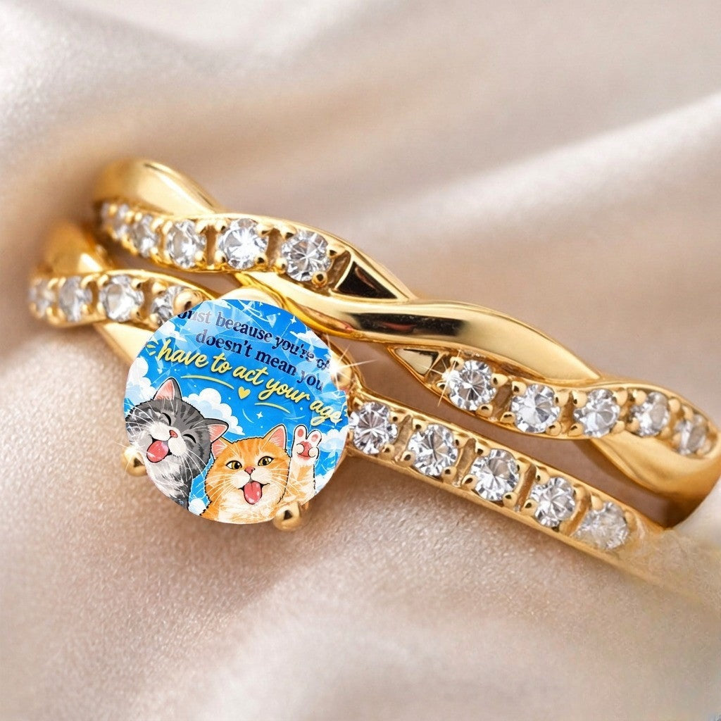 Twisted Cat Crystal Ring