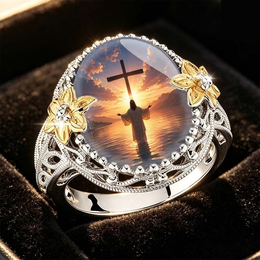 Cross Sunset Dome Ring