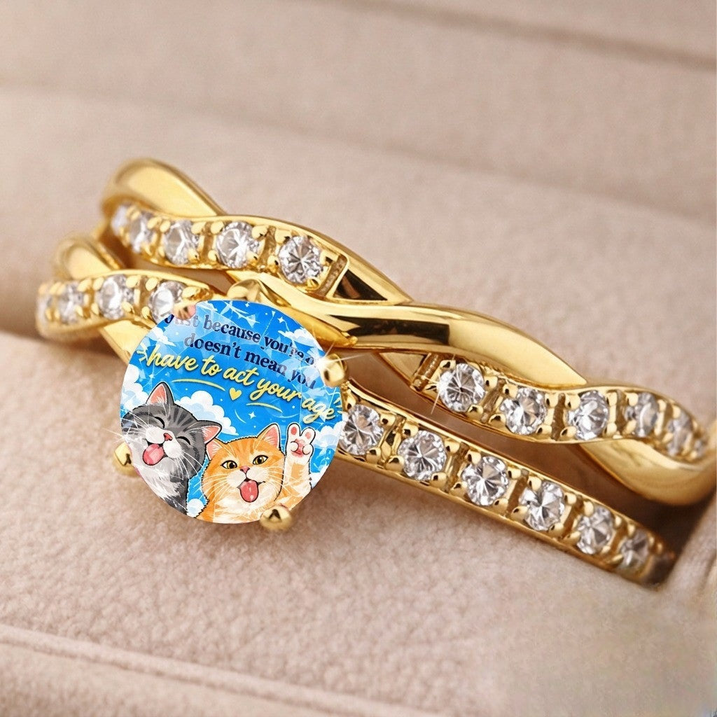 Twisted Cat Crystal Ring