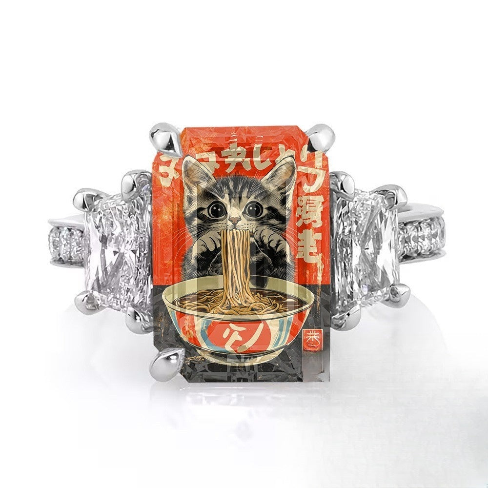 Cat Ramen Square Ring